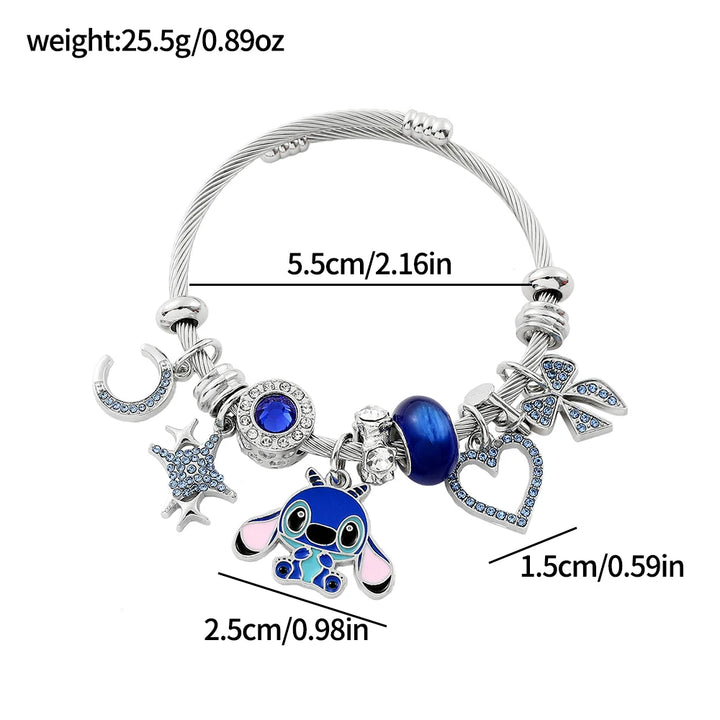 Disney Series Fashion Stitch Love Heart Star Cute Beaded Bracelet Christmas Gift