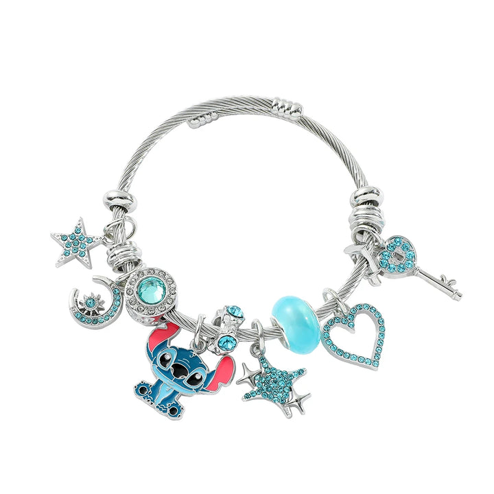 Disney Series Fashion Stitch Love Heart Star Cute Beaded Bracelet Christmas Gift