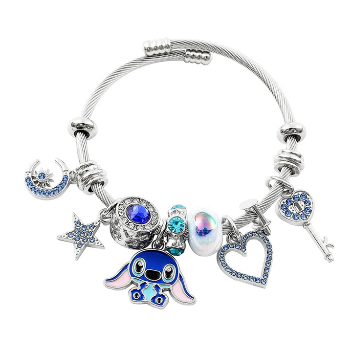 Disney Series Fashion Stitch Love Heart Star Cute Beaded Bracelet Christmas Gift