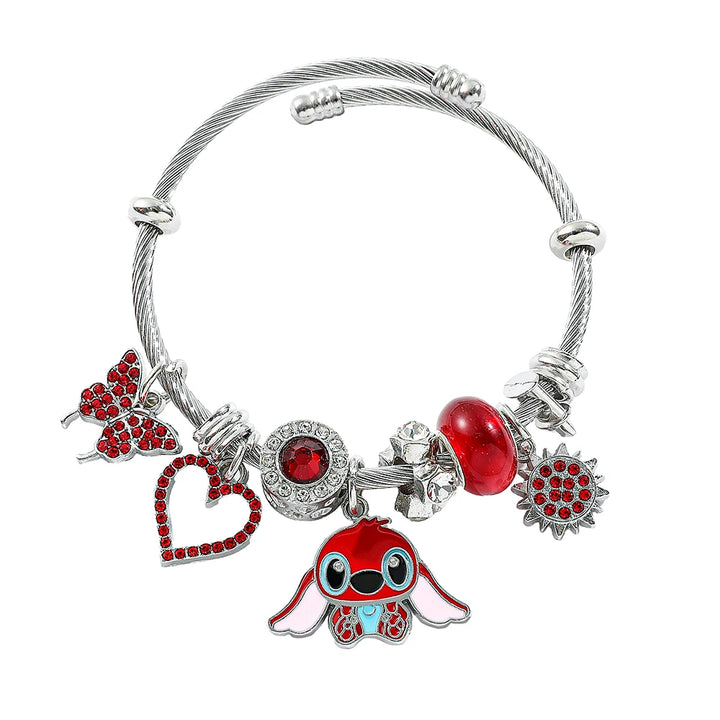 Disney Series Fashion Stitch Love Heart Star Cute Beaded Bracelet Christmas Gift