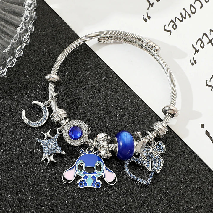 Disney Series Fashion Stitch Love Heart Star Cute Beaded Bracelet Christmas Gift