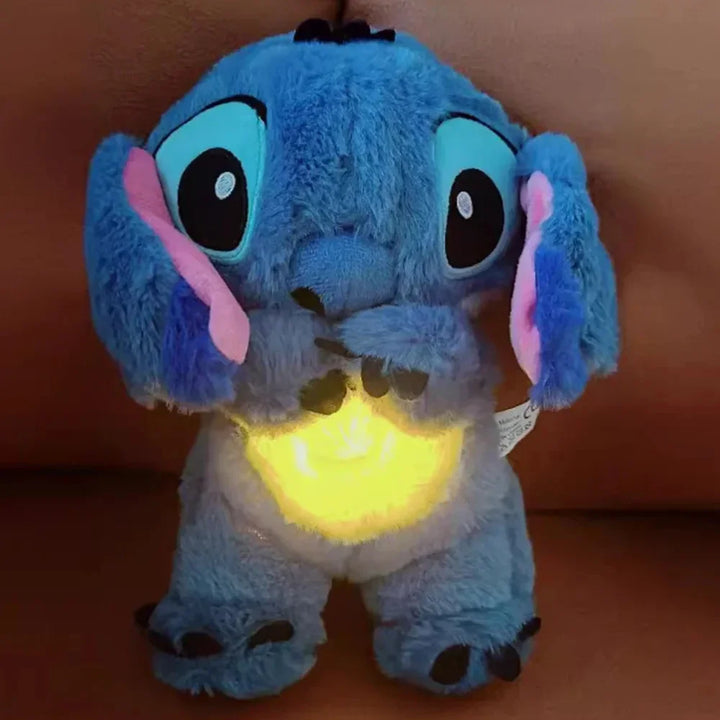 Kawaii Stitch Plush Doll Baby Sleeping Companion Sound Soothing Musical  Kawaii With Air Bag and Light Doll Breathing Toys Gifts