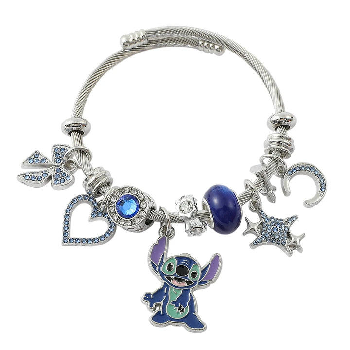 Disney Series Fashion Stitch Love Heart Star Cute Beaded Bracelet Christmas Gift