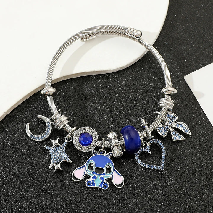 Disney Series Fashion Stitch Love Heart Star Cute Beaded Bracelet Christmas Gift